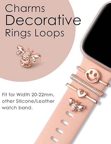 Miniatura 3 de Paquete de 8 dijes de reloj compatibles con Apple Watch, Samsung Galaxy, Google Pixel, Fitbit Versa, Sense, bucles metálicos para iWatch Series 10 9