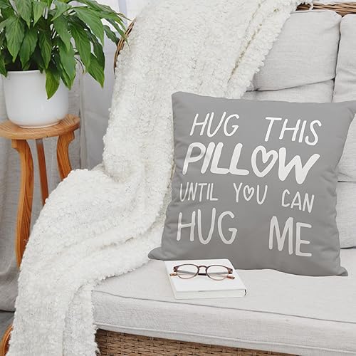 Miniatura 5 de Hug This Pillow Until You Can Hug Me - Fundas de almohada decorativas para el dormitorio del hogar, funda de almohada de 18 x 18 pulgadas, regalos