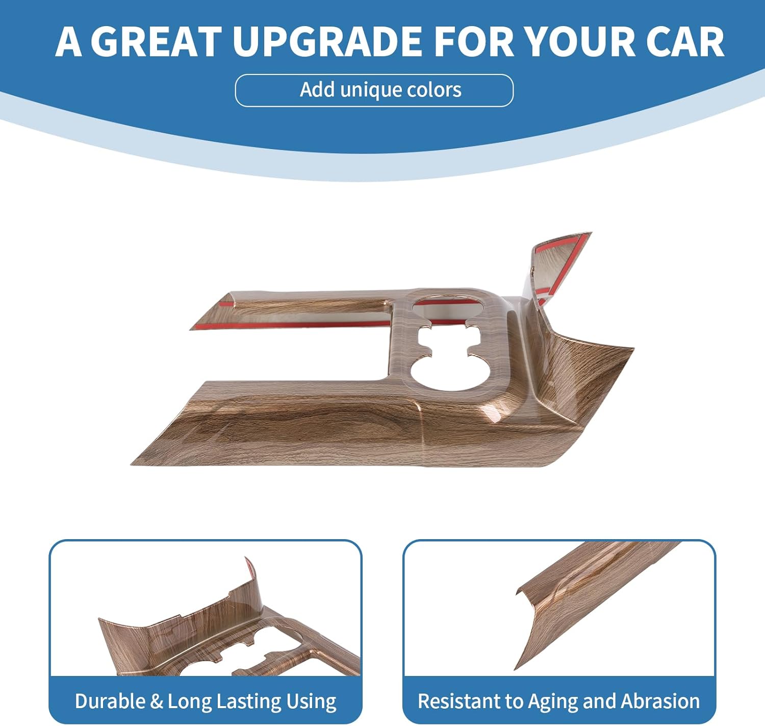 for Silverado Wood Grain Gear Shift Panel Trim Cover for Chevy Silverado 2019-2021 for GMC Sierra 2019-2022 ABS Interior Accessories 1pc