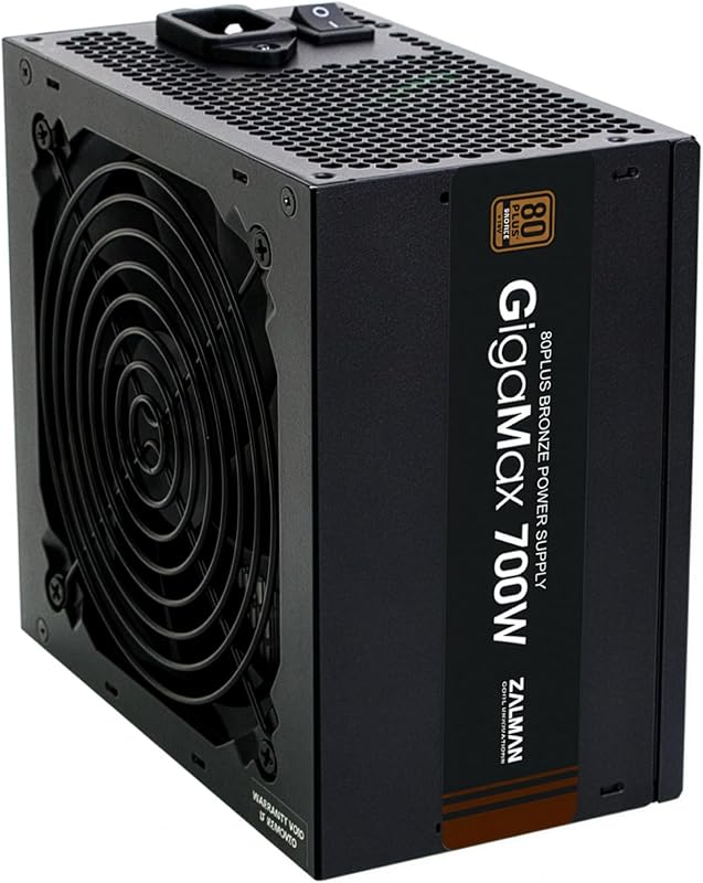 Zalman GigaMax 700W Power Supply 80+ Plus Certified Reliable ATX 12V PSU | 105°C Capacitors, Low Noise 120mm Quiet HDB Fan, Active PFC, 6+2 PCIe Connectors, RoHS Compliant, Non-Modular