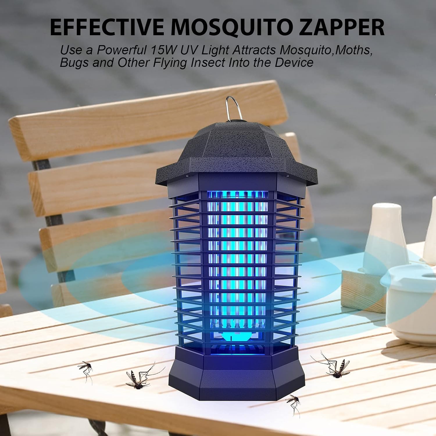 Bug Zapper, Electric Mosquito Zapper Killer Fly Zapper, Electronic Insect Killer for Home Backyard Patio (Black) (Black)