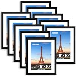 Ensemble de 10 Cadres Photo FIXSMITH 8x10, Cadres Photo en Gros avec Plexiglas HD, Affichage de Photos 5x7 avec Passe-Partout ou 8x10 Sans Passe-Partout, Cadres Multiples pour Affichage sur Table ou Mur, Noir