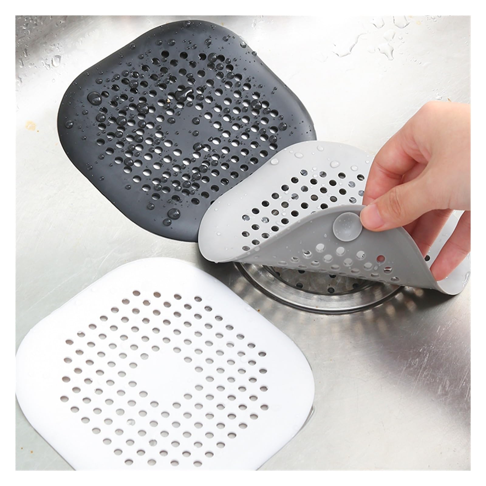 10pcs Kitchen Sewer Silicone Bathroom Floor Bathtub WaterFilter Home Accessories Shower Drain Hair Catcher Sink Strainer Für Küche(Gray)