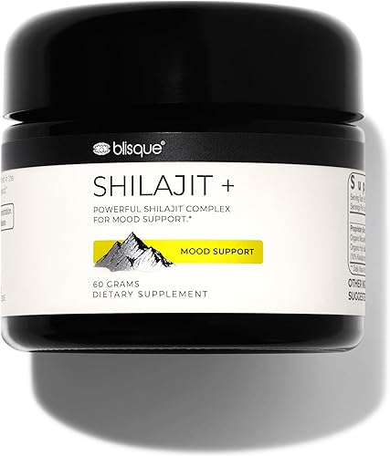 Blisque - Suplemento natural de resina Shilajit orgánica del Himalaya  para apoyo del estado de ánimo  con mucuna pruriens orgánicos y albahaca
