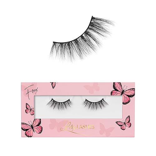 Lilly Lashes Butterfl'eyes - Pestañas de visón sintético, medias pestañas de aspecto natural y tacto, pestañas postizas y reutilizables 20x, sin