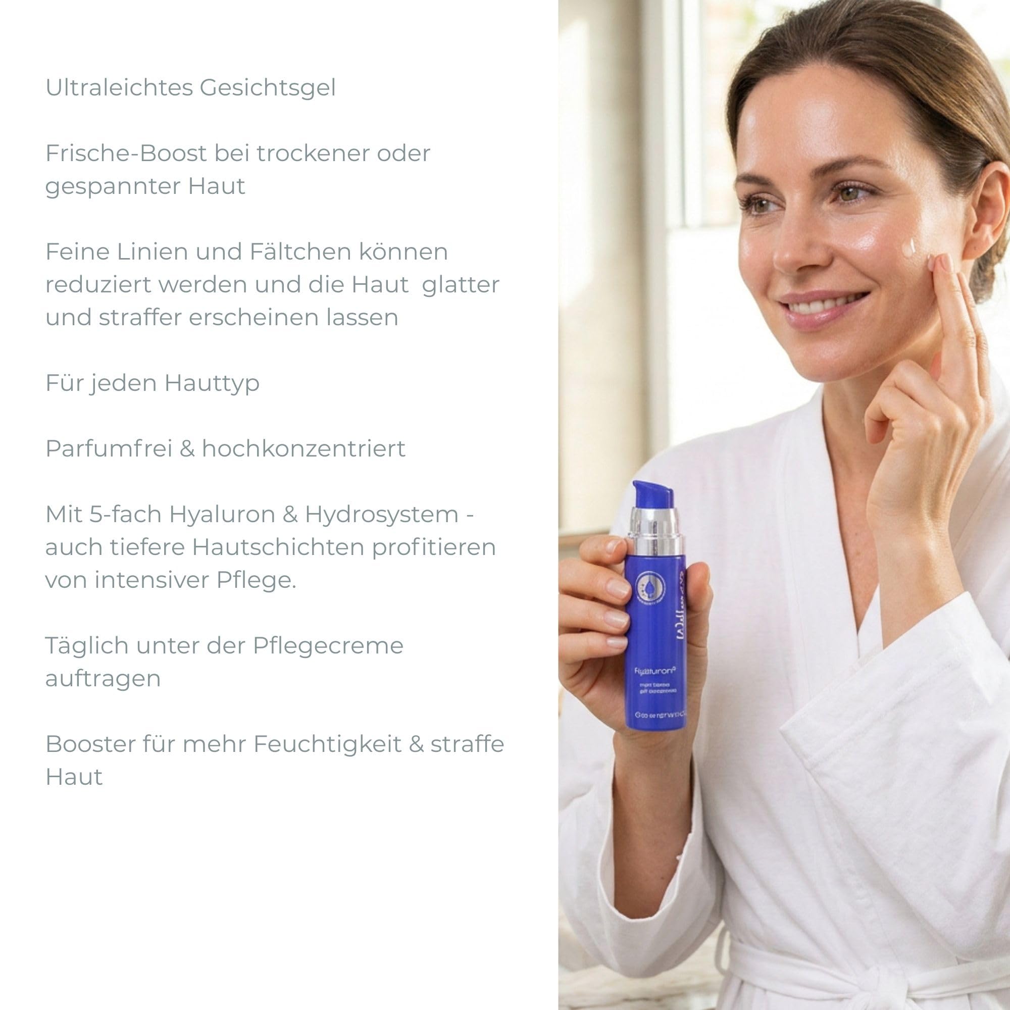 WELLMAXX® hyaluron⁵ moist intense gel concentrate I Gesichtsgel I 50 ml | 5-fach Hyaluronsäure, Feuchtigkeitsbooster, parfumfrei, vegan, Made in Germany