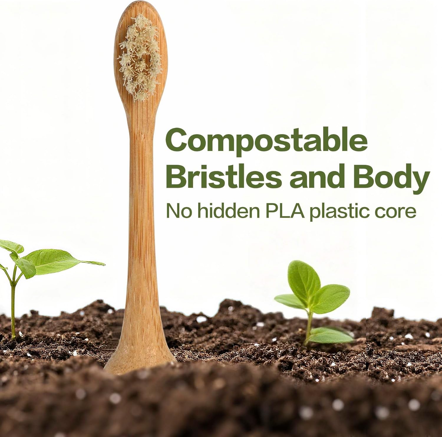 Gaia Guy Natural Bamboo & Boar Bristle Electric Toothbrush Head 4-Pack | Compatible with Philips Sonicare | Truly Biodegradable (No Hidden PLA & No Nylon) for an Eco-Friendly Clean