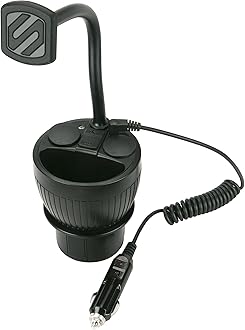 SCOSCHE MAGPCUP MagicMount PowerHub Magnetic Smartphone/GPS/Tablet Cup Holder Mount for The Car with Two USB Charging Ports and Two 12V Power Sockets