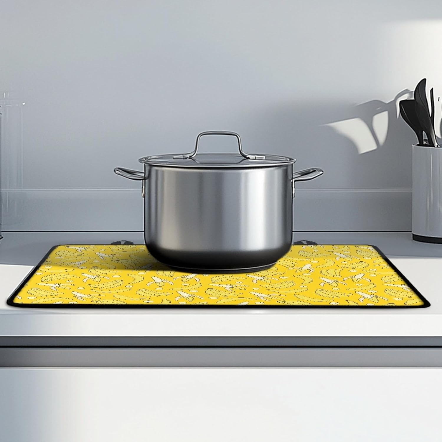 Banana Stove Cover,Electric Stove Top Cover Protector,Heat Resistant Washer Dryer Top Protector,Waterproof Cooktop Cover,Foldable Mat for Easy Storage Decor for Home(29.18"x20.96",Yellow)