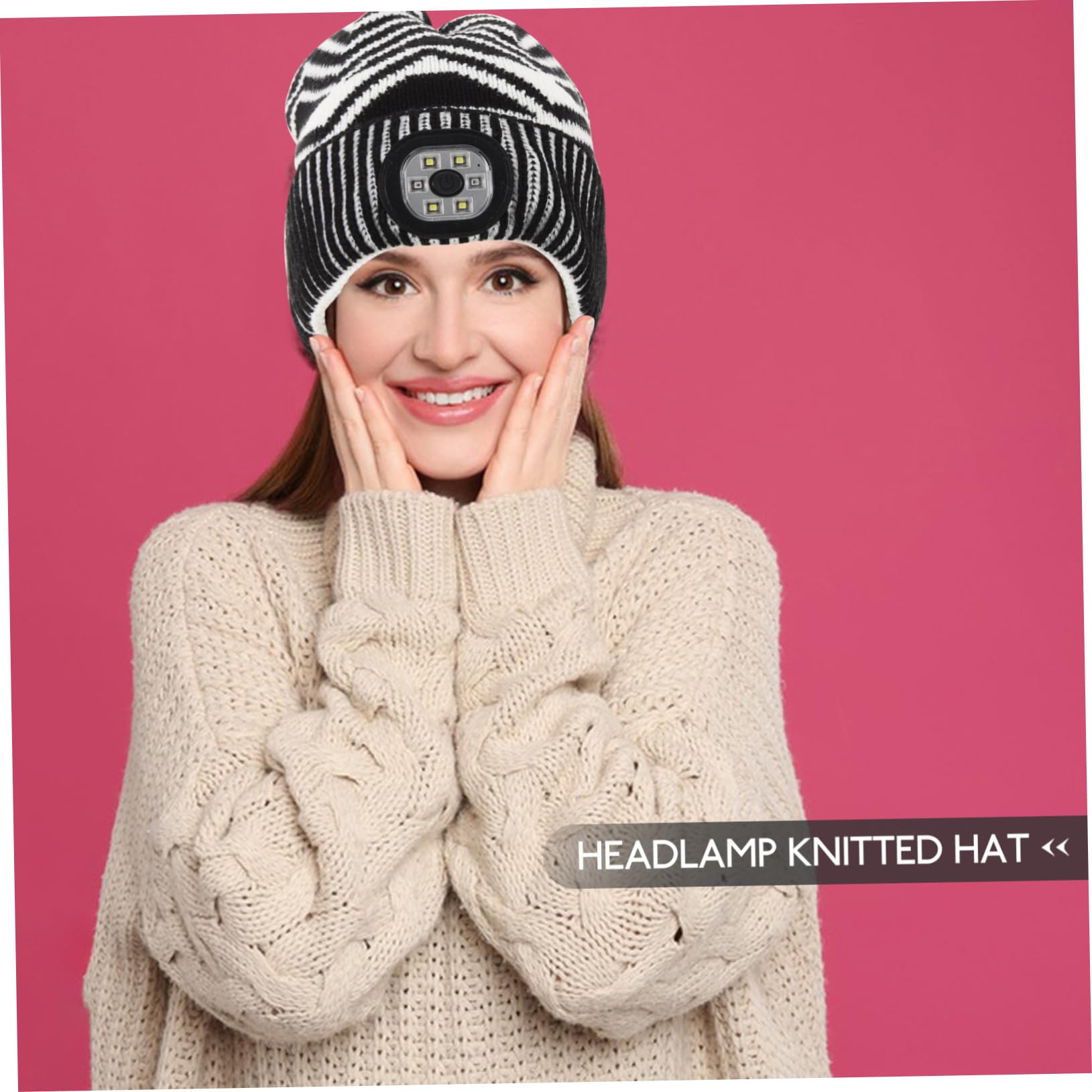 WRITWAA Headlamp Hat Soft Woolen Yarn Knit Hat with Flashlight Night Running Essential