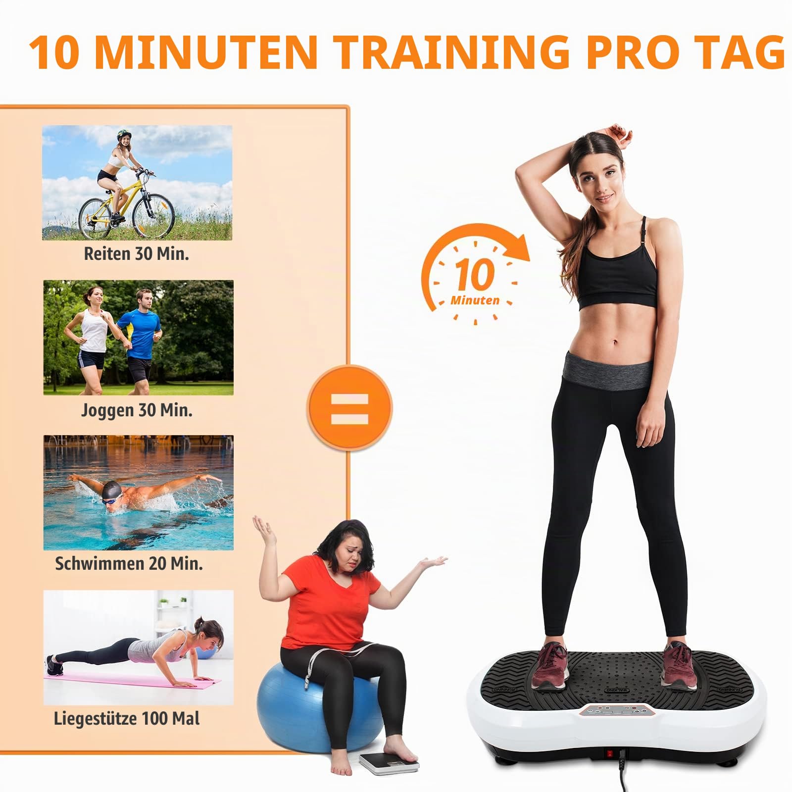 Leogreen Plateformes Vibrantes Fitness Vibrationsplattformen und oszillierende Plattformen, weiß/schwarz, 69 x 39 x 13 cm