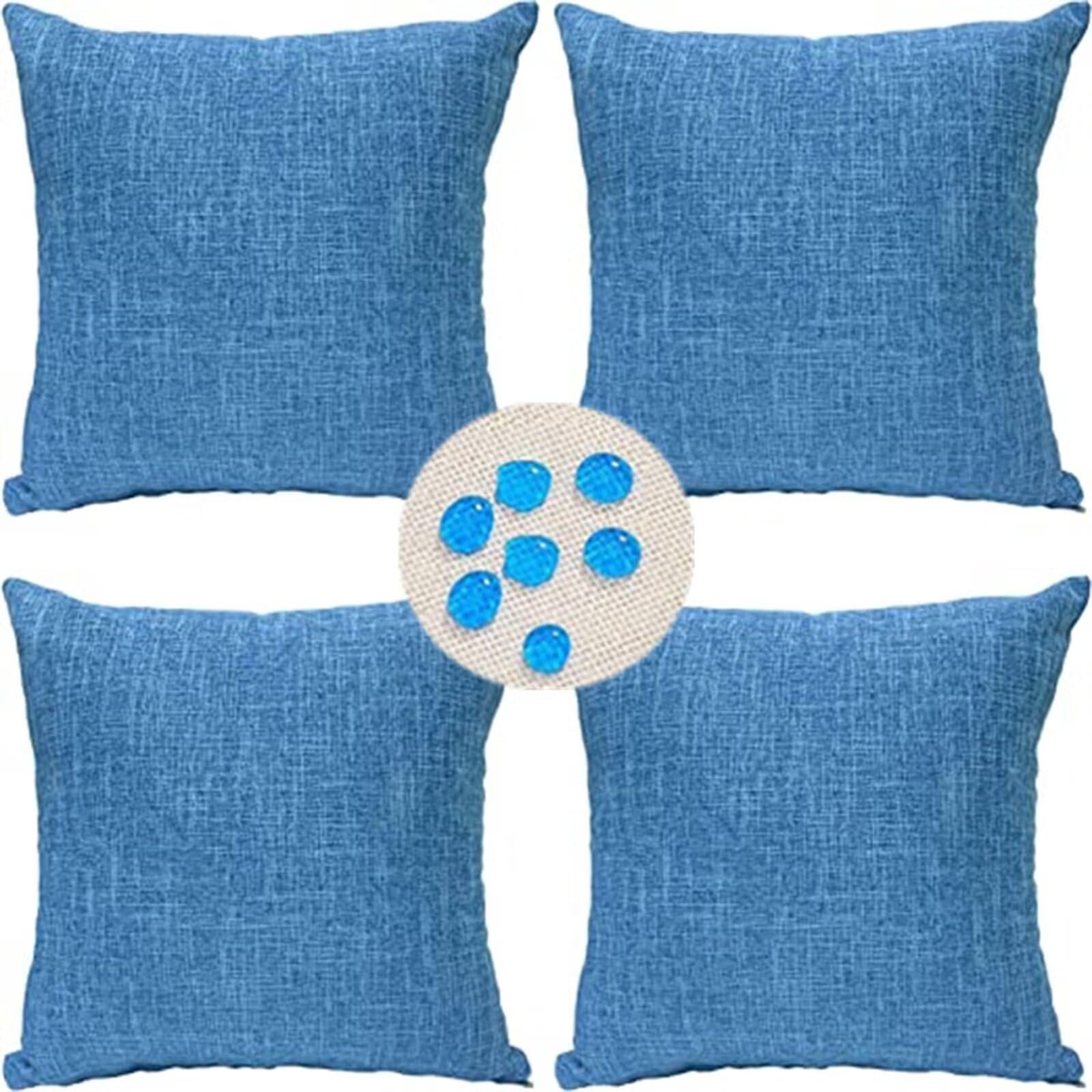 Federe Cuscini 50x50cm Set di 4,Quadrato Doppia Faccia Lino Copricuscini Impermeabili,Copricuscino per Esterno Divano Casa Giardino Patio Letto Soggiorno Decorazione Della Casa lago Blu