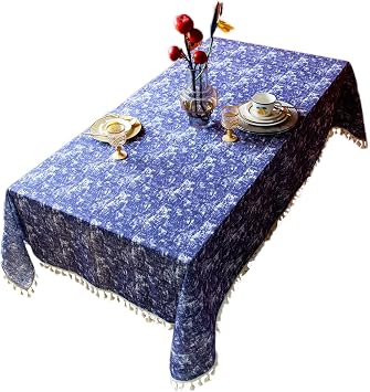 Blue Tablecloth Home Dustproof Tablecloth Decoration Outdoor Table Mat,120 * 120cm