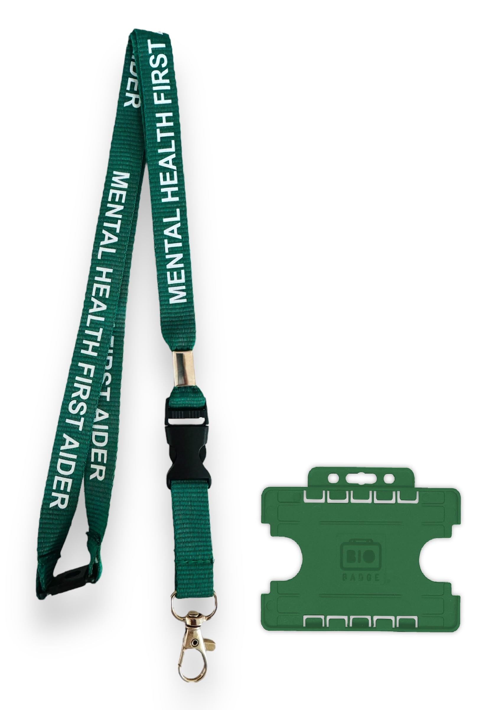 Mental Health First Aider Lanyard & Double Green ID Card Holder (10)