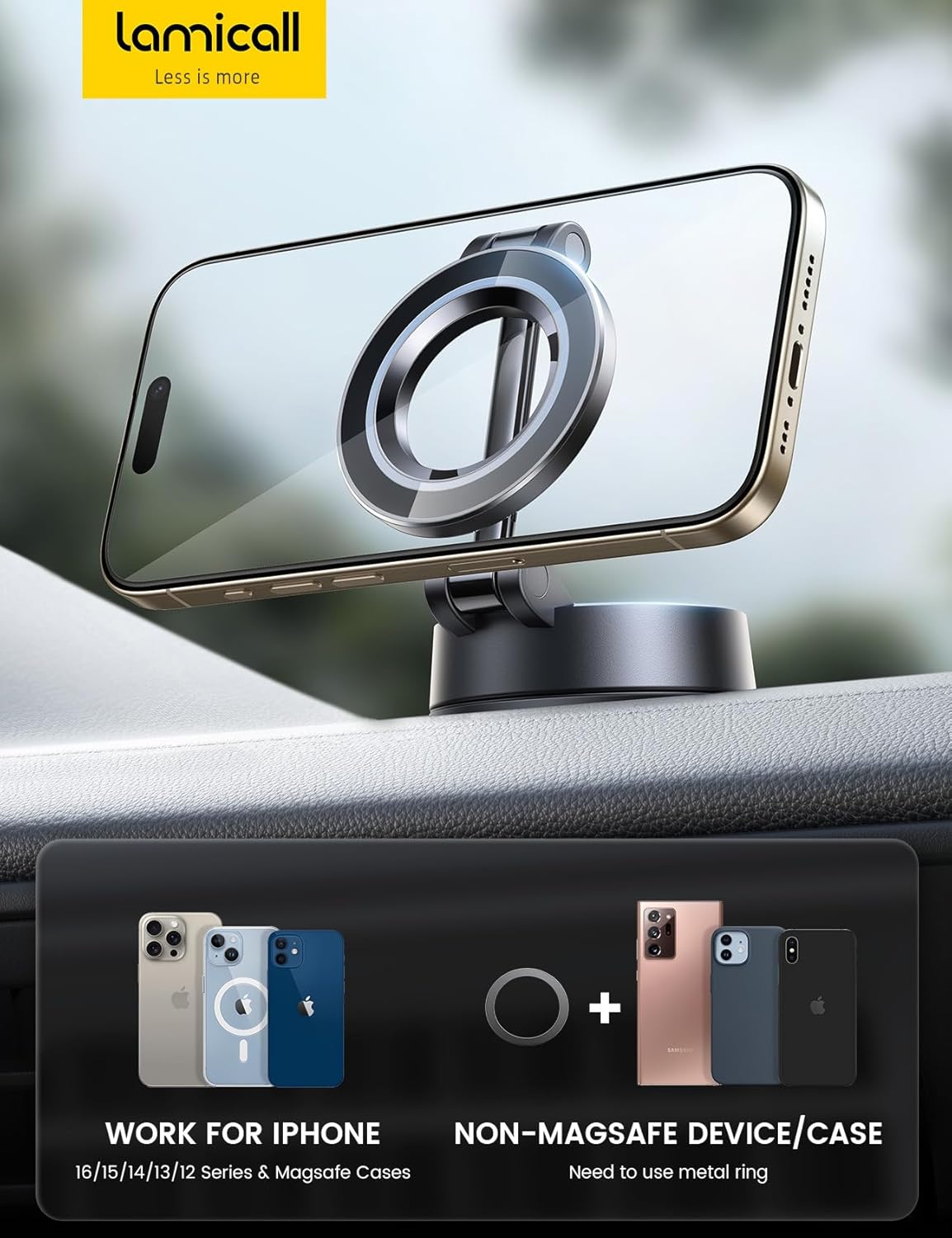 حامل جوال للسيارة لحامل السيارة ماج سيف، كوب شفط قابل للتعديل ... - view 7