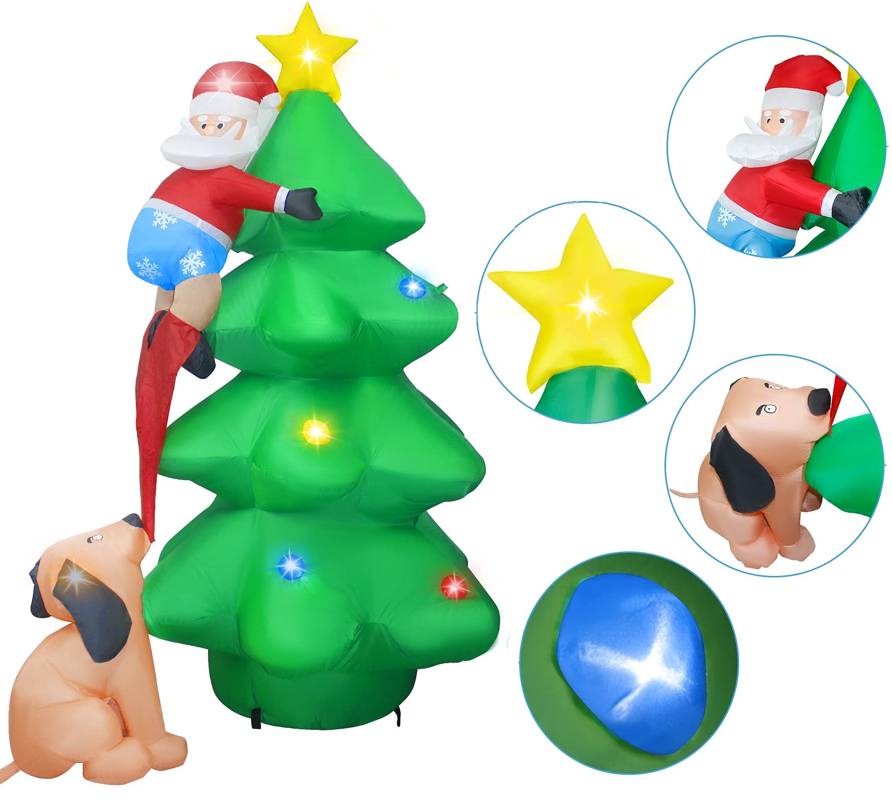 YEGKGO 6FT Christmas Inflatable Blow Up Decoration，Inflatable Christmas