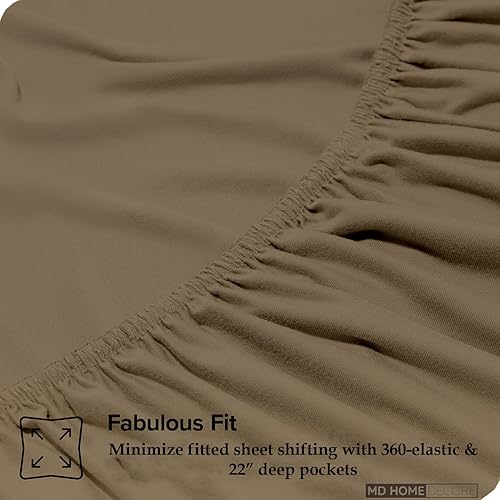 Miniatura 14 de Juego de sábanas de bolsillo extra profundas (4 piezas) 100% algodón egipcio de 400 hilos, bolsillo profundo de 22 pulgadas, sábana bajera ajustable