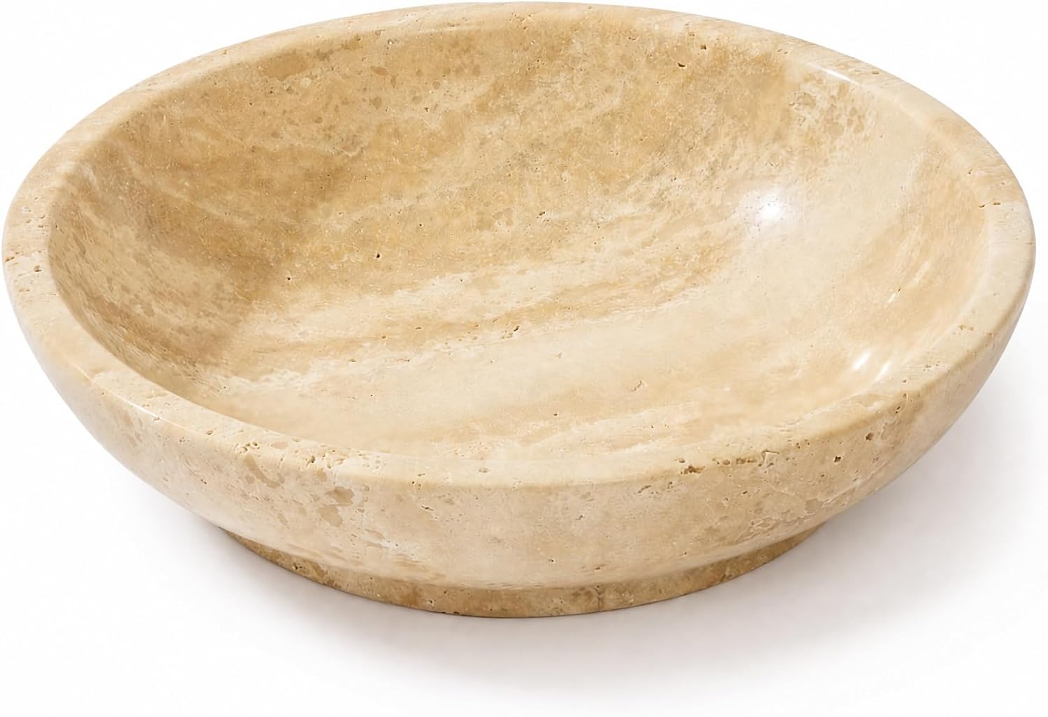 7.8" Travertine Decorative Bowl,Natural Travertine Catchall Bowl for Decor