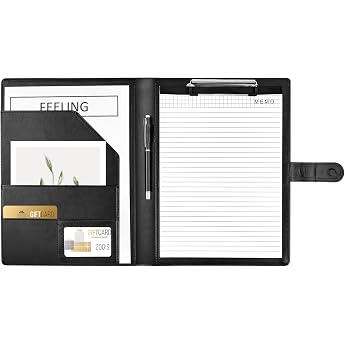 Clipboard Folder A4 Writing Case A4 Folder Clipboard Folder Conference Folder Made of PU Leather Document Folder Portfolio Padfolio Black