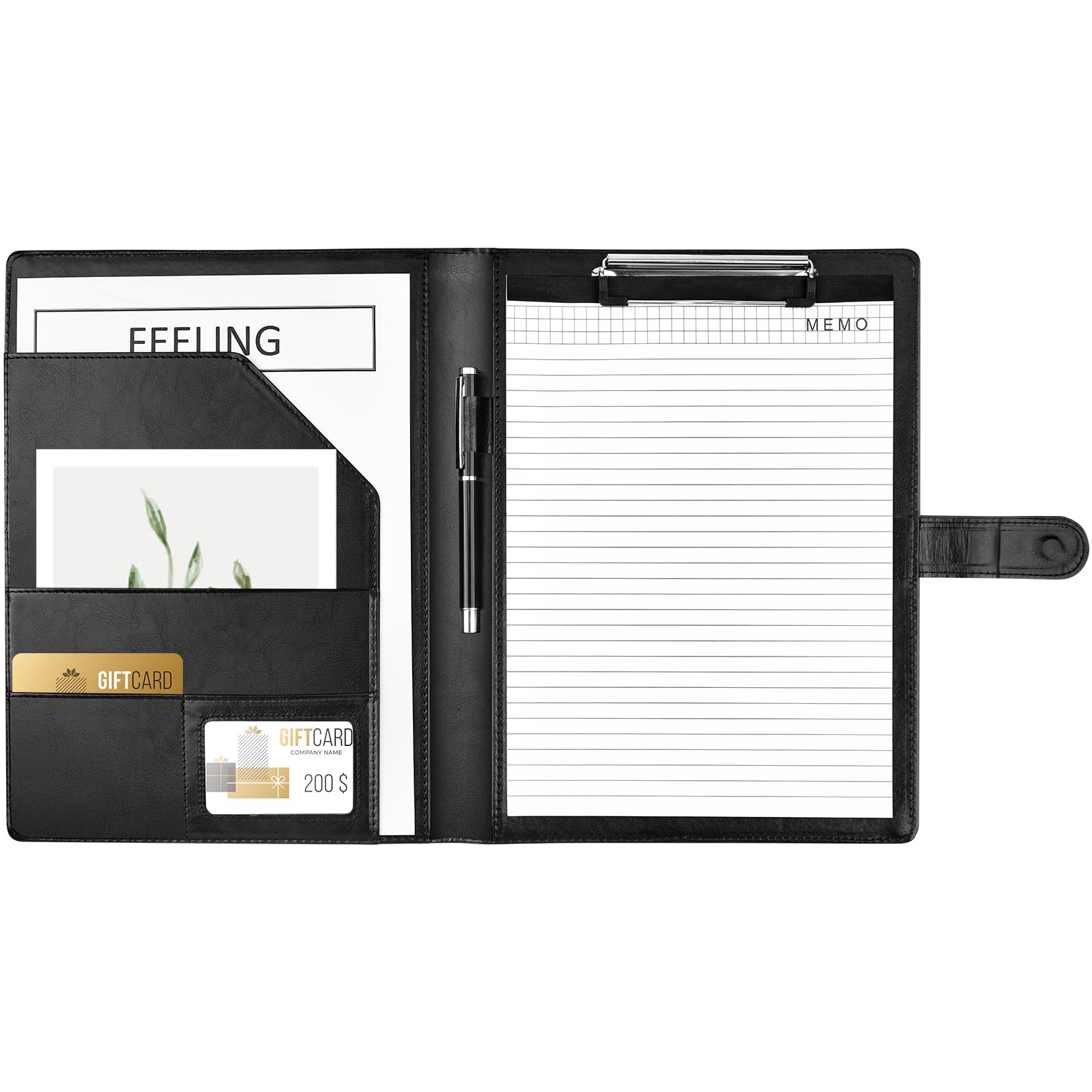 Portapapeles con Pinza, Carpeta Clip A4, Carpeta Piel, Carpeta Portapapeles con Tapa, Portafolios de Cuero sintético con Bolsillo Interior