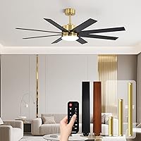 Vista 10 de Ventiladores de techo modernos con luces, ventilador de techo de 84 pulgadas con luz y control remoto, sala de estar, biblioteca, cafetería