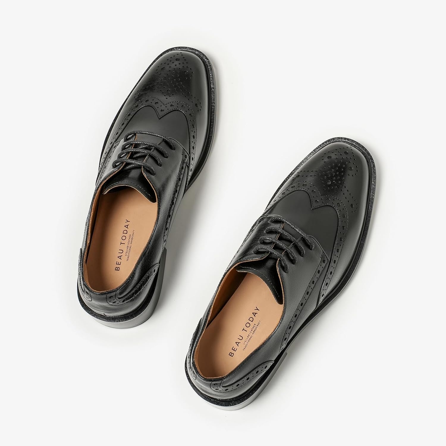 BEAU TODAY Oxford Shoes for Women,Leather Wingtip Dress Shoes,Comfort Brethable Ladies Lace-up Handmade Brogue Formal Oxfords for Business Work - Image 7