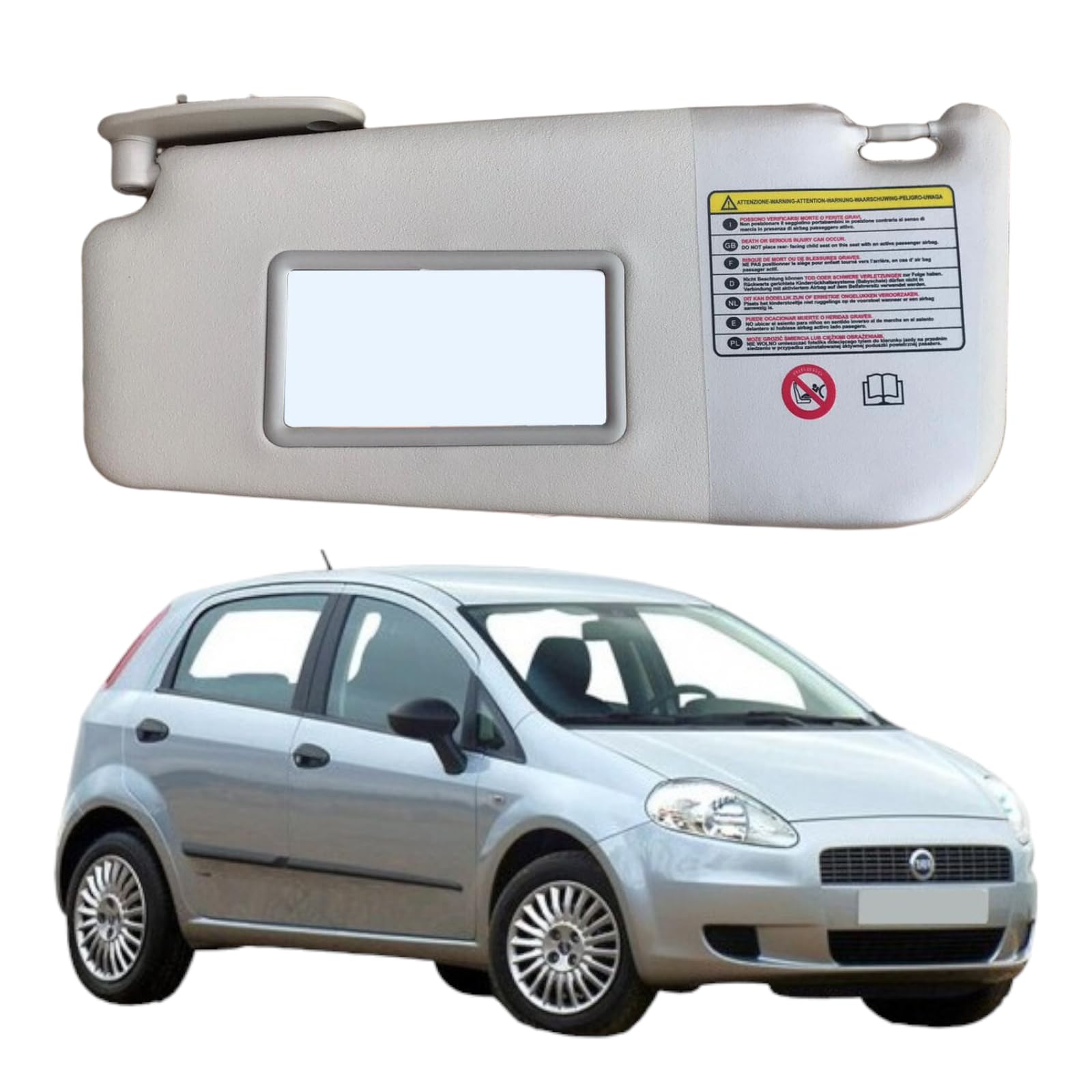 Set Pantina Parasole + Gancio Sinistra Adatto per GRANDE PUNTO e PUNTO EVO, colore BEIGE, Compatibile, Non Originale