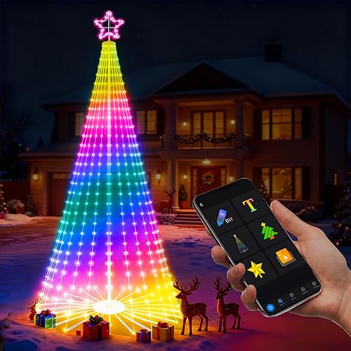 Miniatura 11 de Árbol de Navidad para Exteriores de 9 pies, 478 Luces LED, Árbol de Cono Espiral Inteligente con Aplicación y Control Remoto, Sincronización de