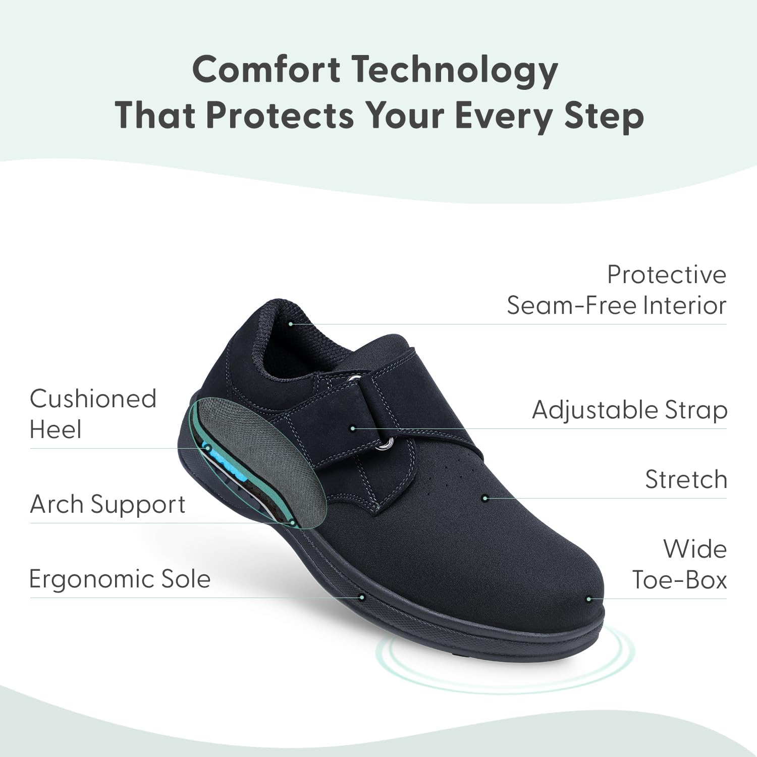 Orthofeet Men's Orthopedic Bismarck Adjustable Stretch Casual Shoe