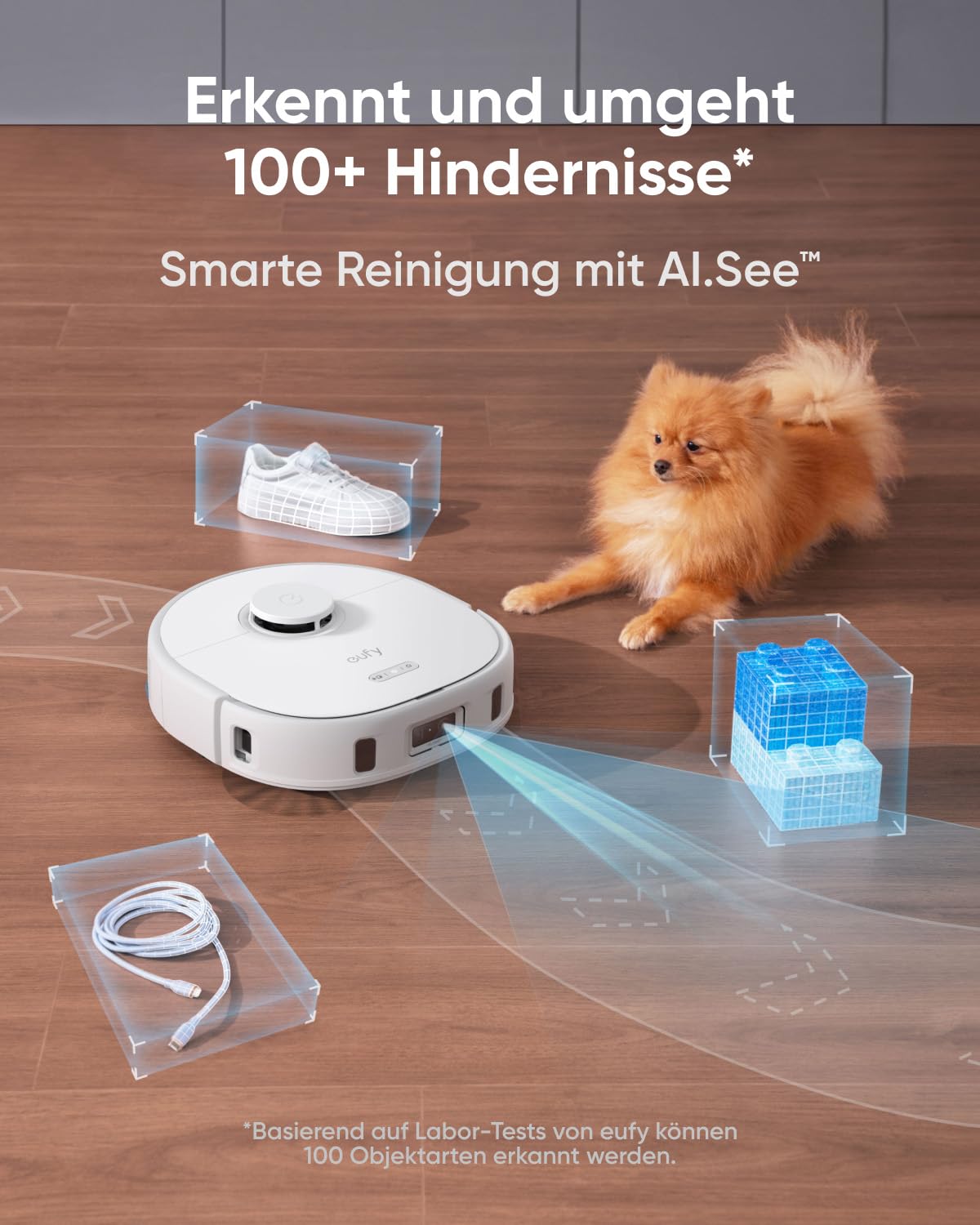 eufy X10 Pro Omni Saugroboter mit Wischfunktion & All-in-One-Station, 8.000Pa, Auto-Absaugen/Befüllen, 2× Auto-Lift-Mopp mit Waschen/Trocknen, Aktive Hindernisvermeidung (Generalüberholt)