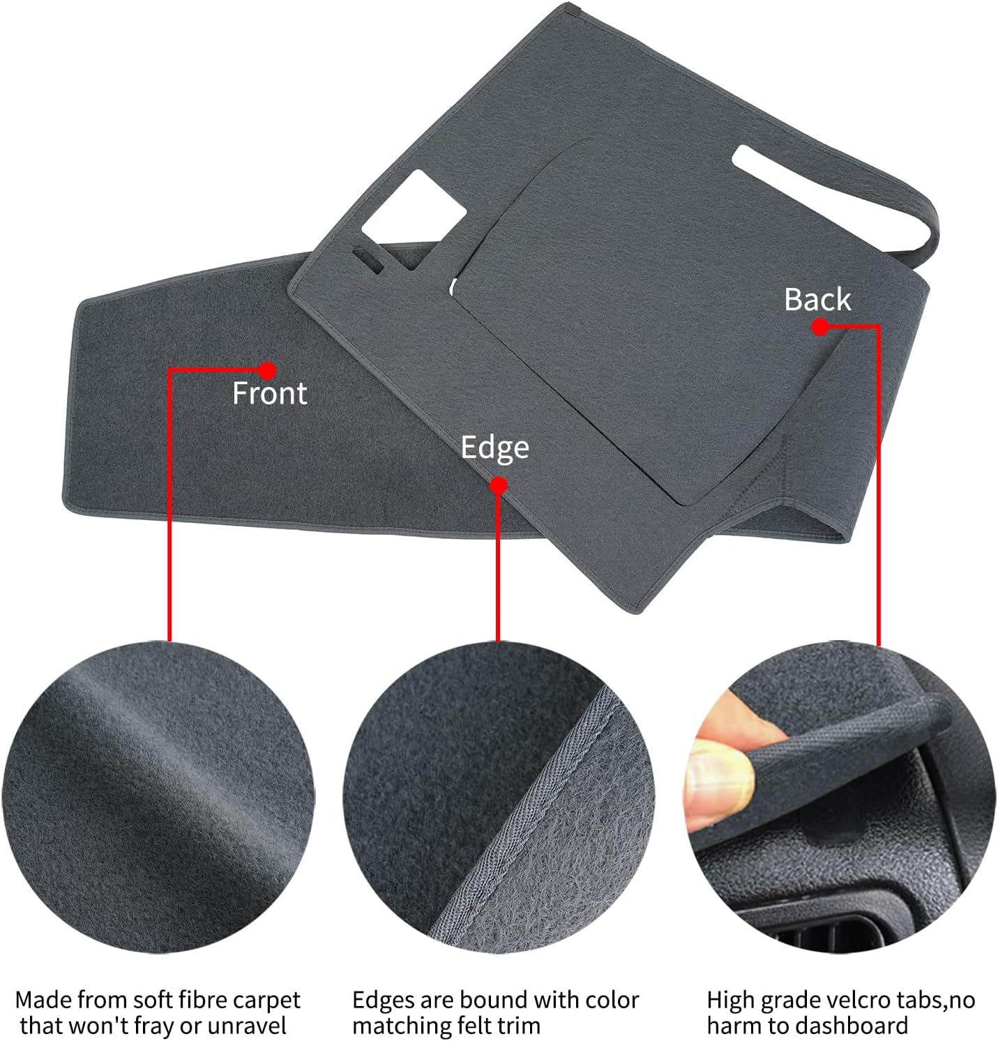Dashboard Cover Dash Cover Mat Pad Custom Fit for Toyota Tacoma 1998 1999 2000 2001 2002 2003 2004 (Dark Gray)