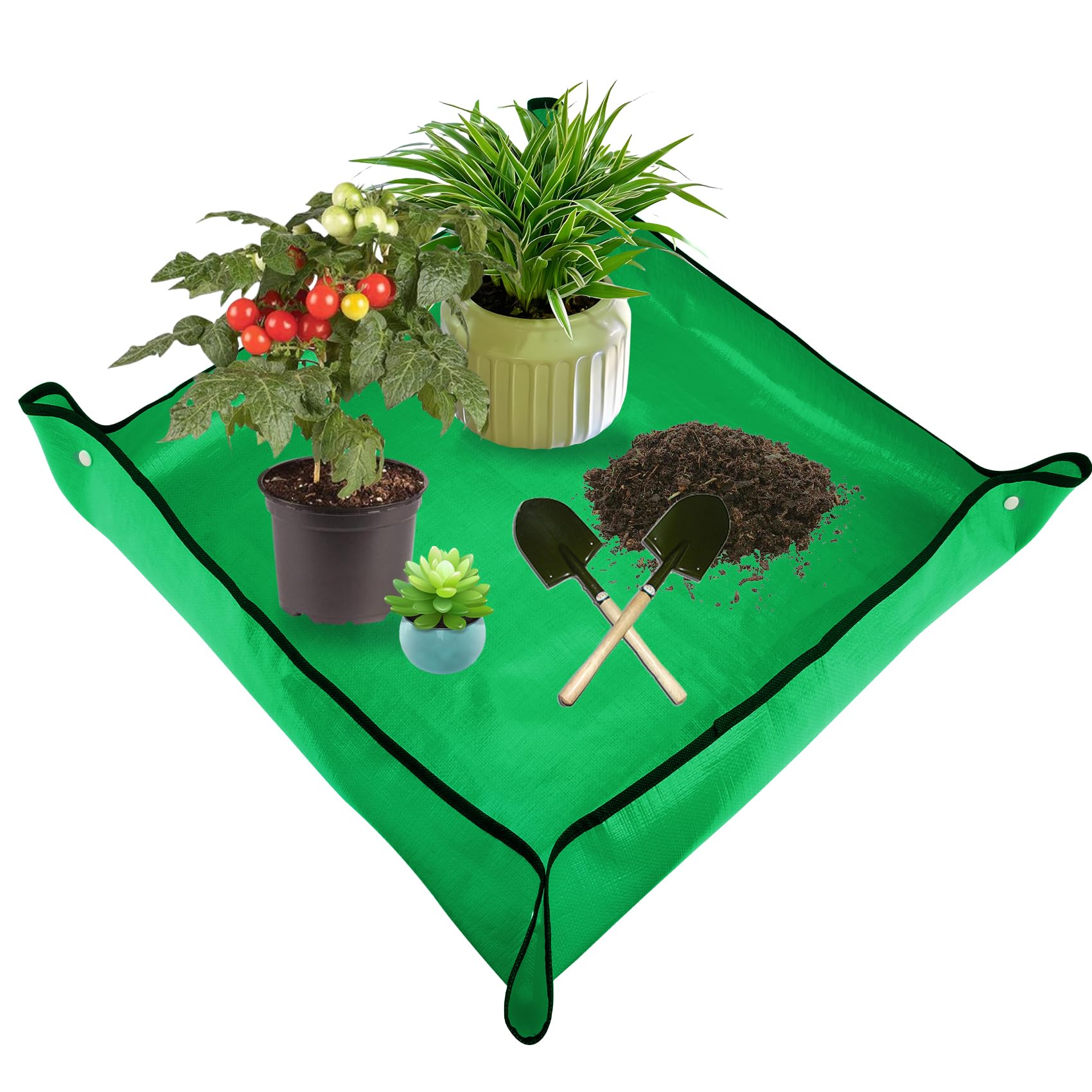 Wasserdichte Umtopfmatte Für Pflanzen – 100x100 Cm, Schwarz, Mit Griffen – Ideal Für Drinnen & Draußen