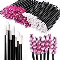 Vista 1 de Tbestmax 200 Disposable Mascara Wand Spoolies and Lip Brushes, Lipstick Lipgloss Applicator for Eyebrow Eyelash Extension Makeup Kits Red
