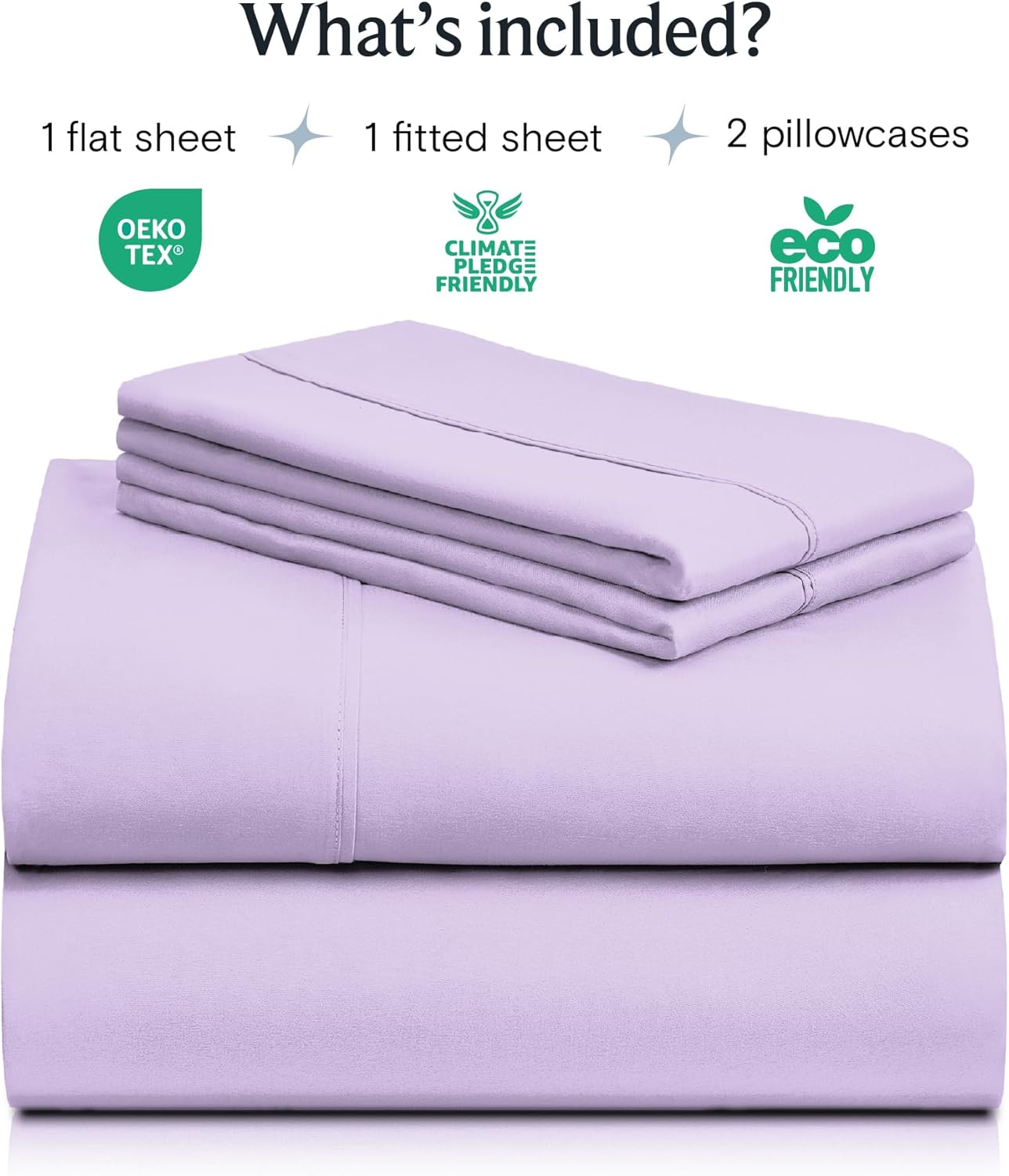 LuxClub 4 PC Full Sheet Set, Deep Pockets Wrinkle Free Cooling Bed Sheets Hotel Bedding for Women, Men, Kids & Teens, Includes 1 Fitted Sheet, 1 Flat Sheet and 2 Pillowcases-Soft Lavender