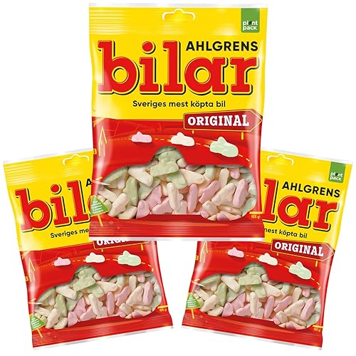 3 bolsas x 4.41 oz de Ahlgrens Bilar Original - Sueco - Chewy - Malvavisco - Autos - Caramelos - Dulces