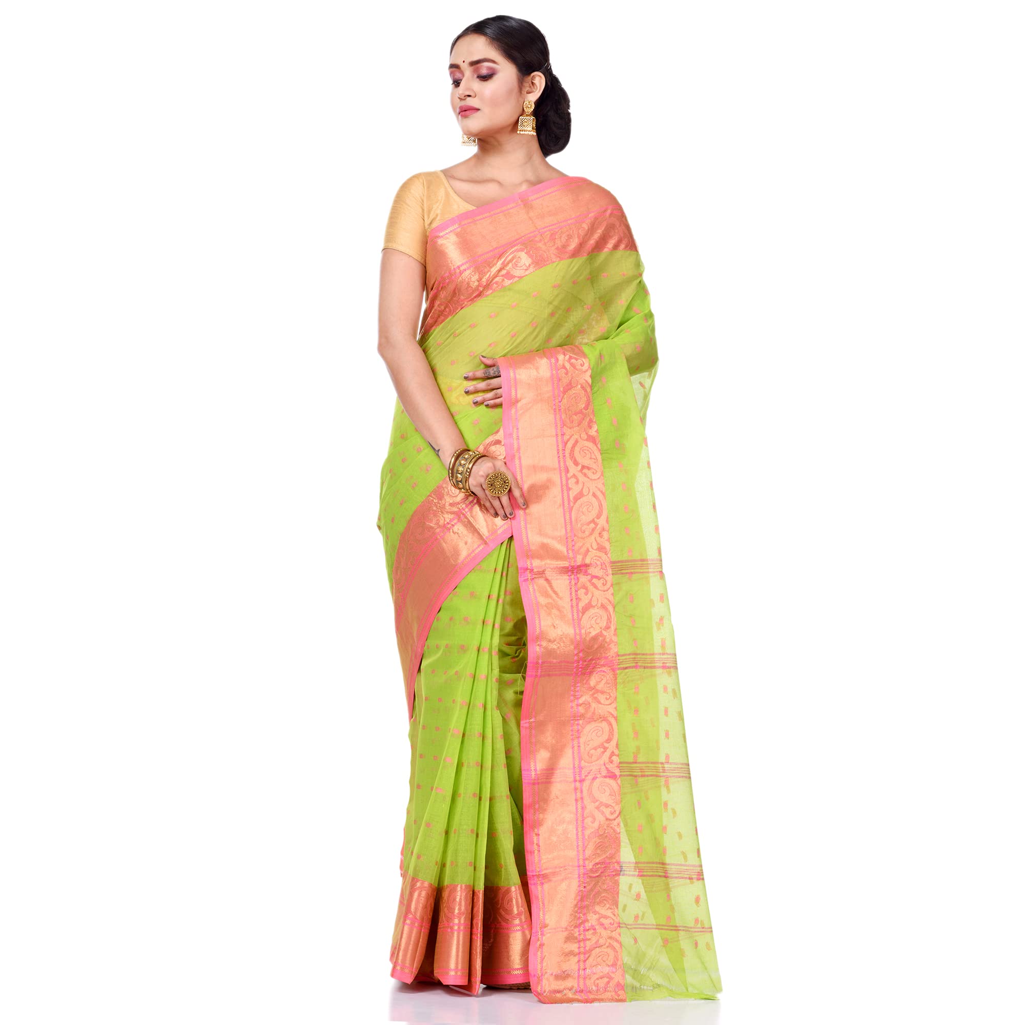 Dutta Saree Ghar Tangaile Tant Cotton Saree. (YELLOW SAREE)
