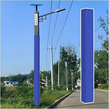 Street Lights Pole Safety Padding Black, Gym Square Poles Anti-Collision Pad Waterproof, 3 4 5 6 FT Outdoor Wrap Around Pole Covers, 1.6in Thick, for Sports CourtBlue,H-70 9/10 inchHeight