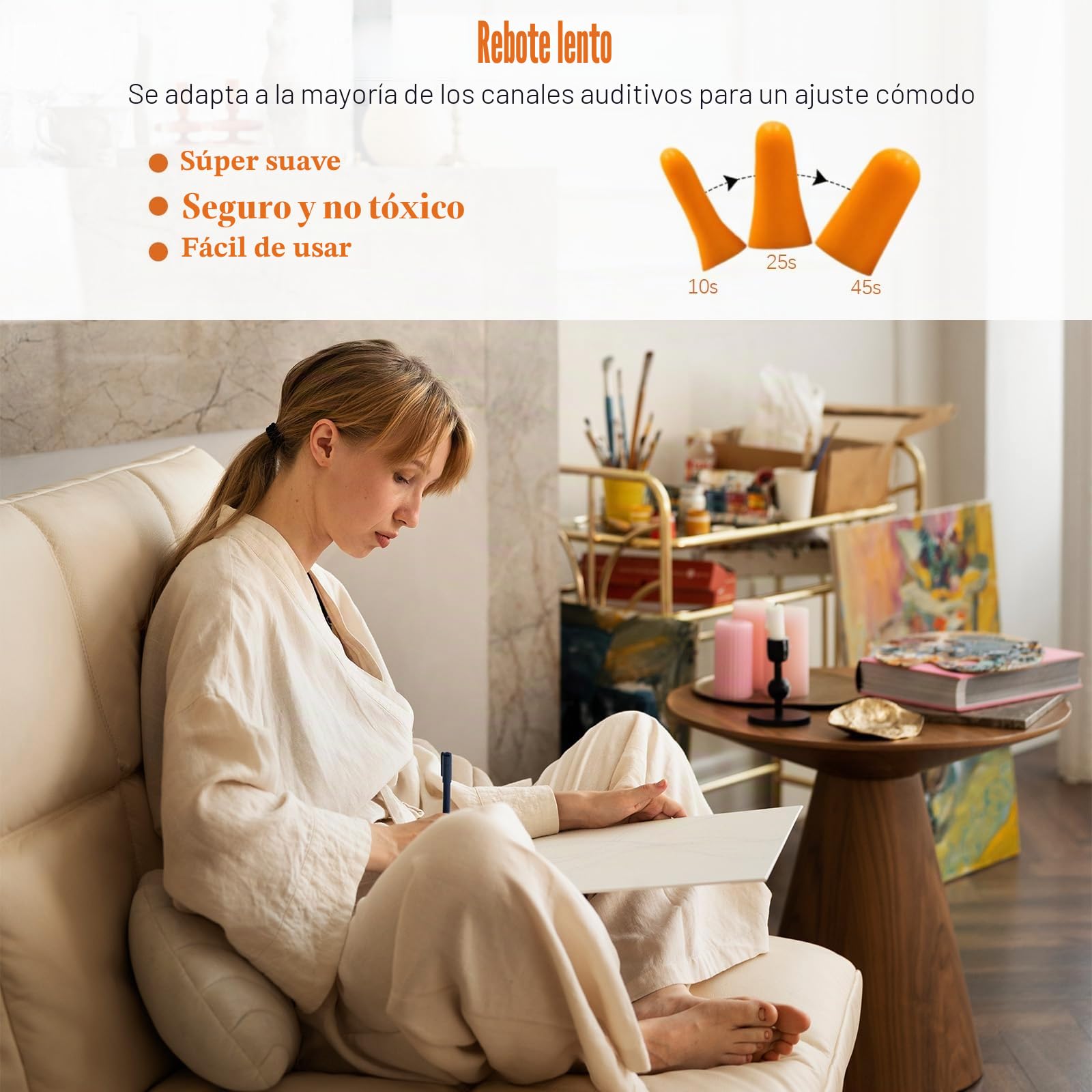 100 Pares Tapones Oidos Ruido Dormir, Tapones para los Oídos de Espuma Suave, Tapones para Dormir, Protección Auditiva, Reutilizables, Ear Plugs para Estudiar, Trabajo, Viajes y Ronquidos