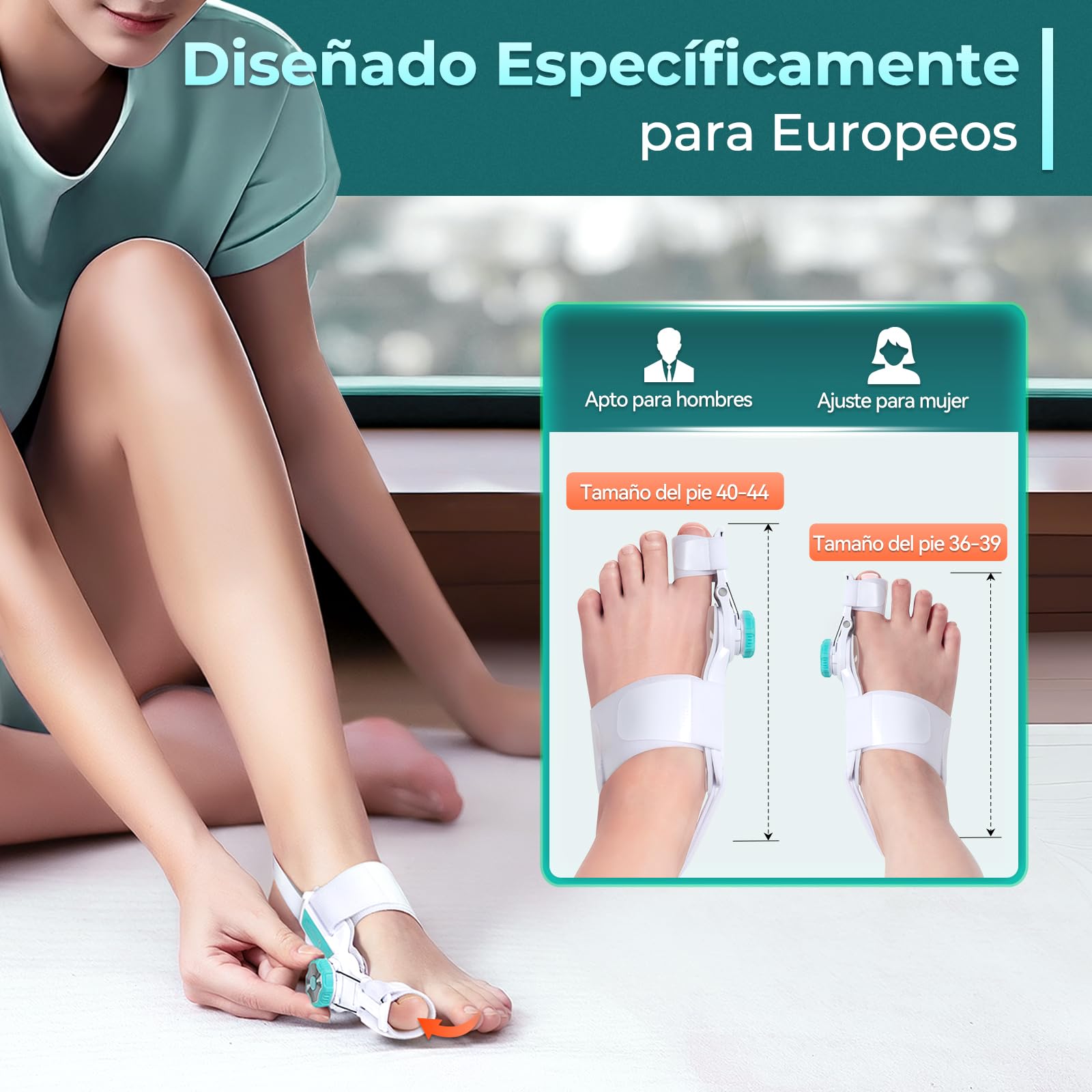 Corrector de Juanetes Botón Ajustable Corrector Juanetes Mujer Hombre Separador Dedos Pie para Hallux Valgus Protector Dedos Pie 1 Unidad