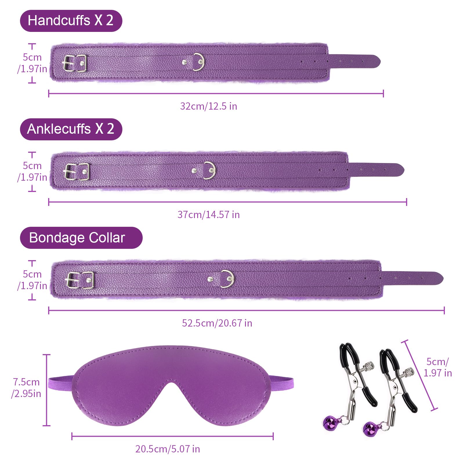 Ataduras Sex Bondage Kit BDSM Plug Anal Qoosea 17PCS Set de Juguetes Sexuales para Parejas Set Bondage Ajustable Juegos para Adultos para Parejas Set de Retención para Accesorios Sexuales (Morado)