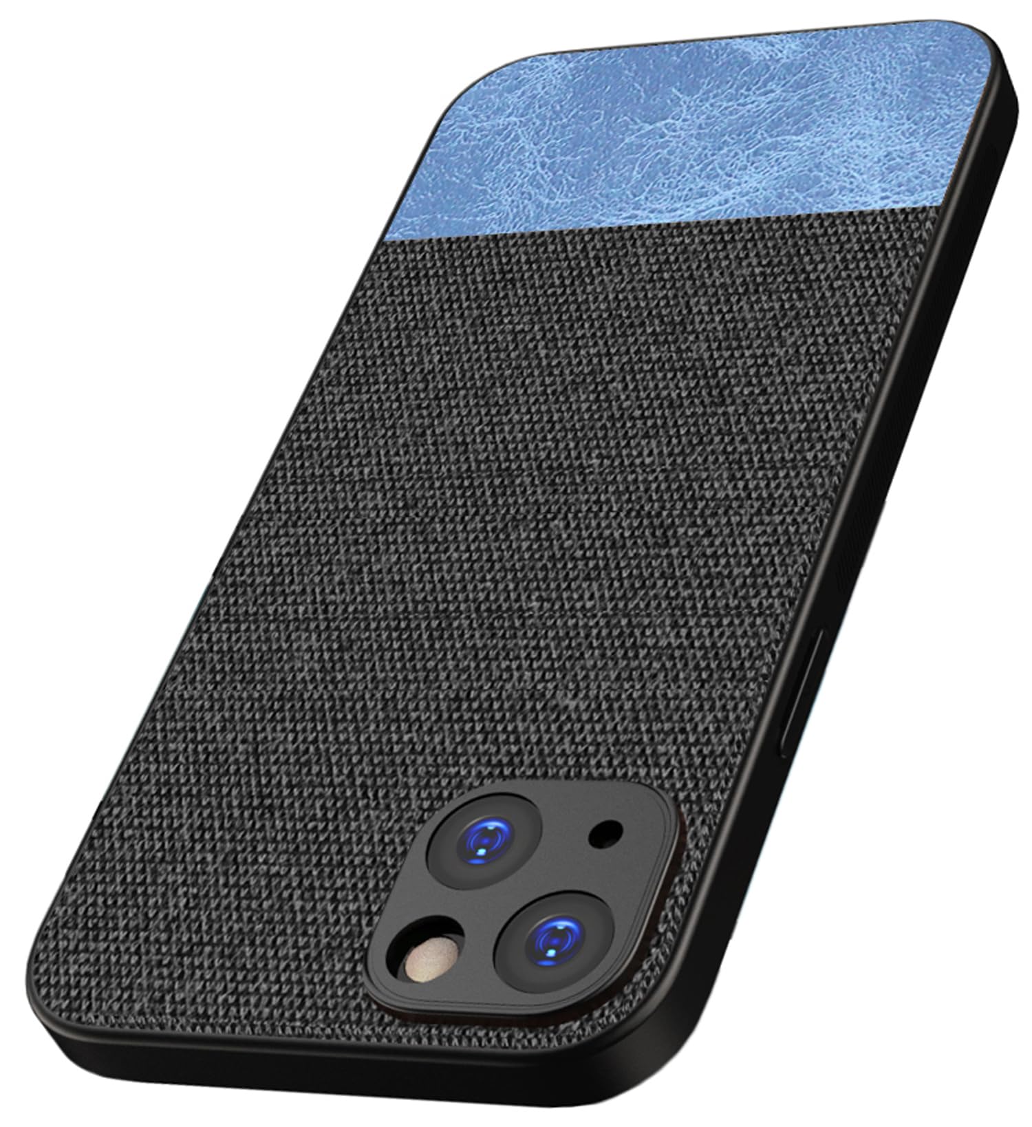 Kapa Soft Fabric & Leather Hybrid Protective Back Cover for Apple iPhone 15 | Shockproof Slim Hard Anti Slip Back Case (Black,Blue) (B0CHMMVY3X) Amazon Price History, Amazon Price Tracker
