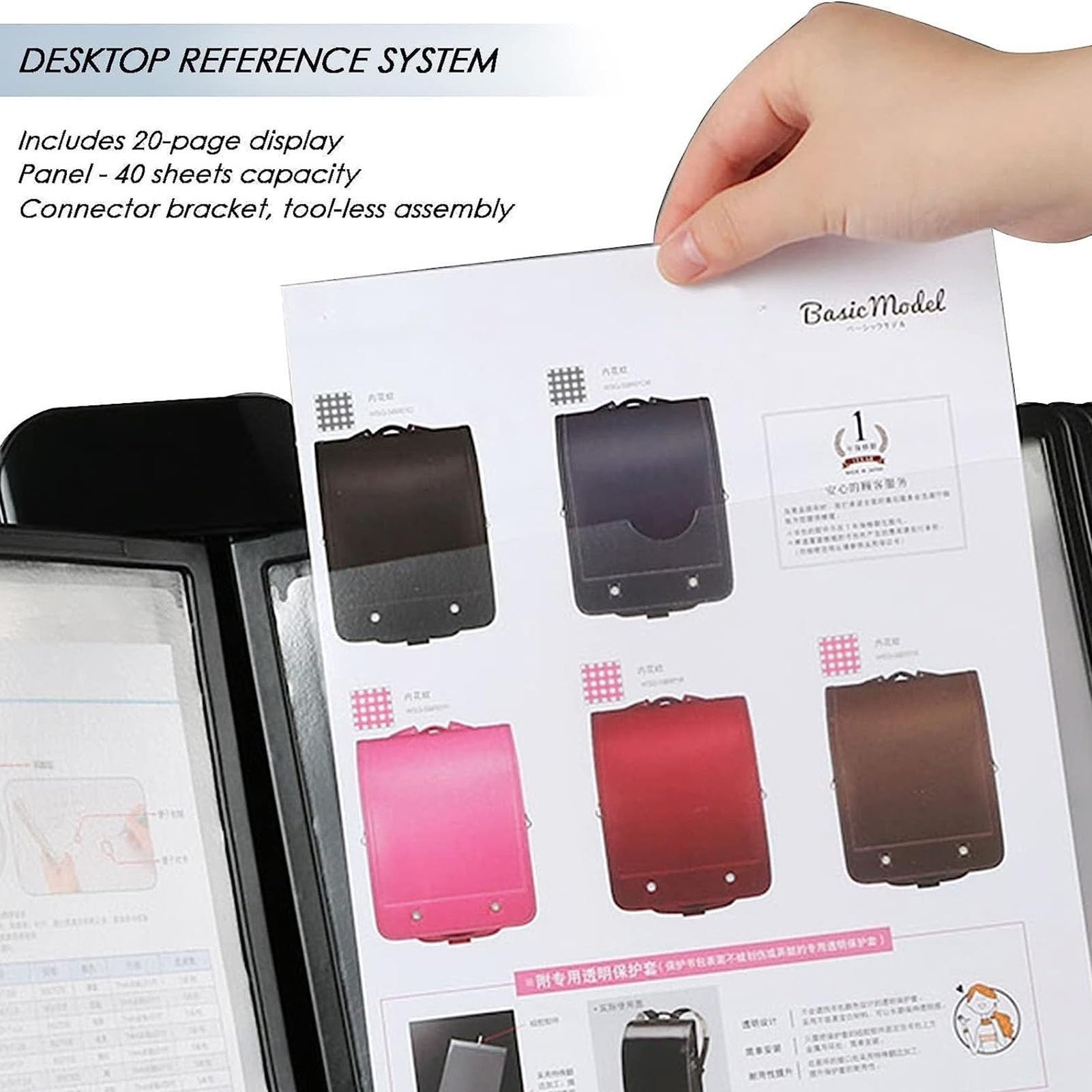 Organizzatore rotante da scrivania con 20 tasche per display, montabile a parete, per documenti A4