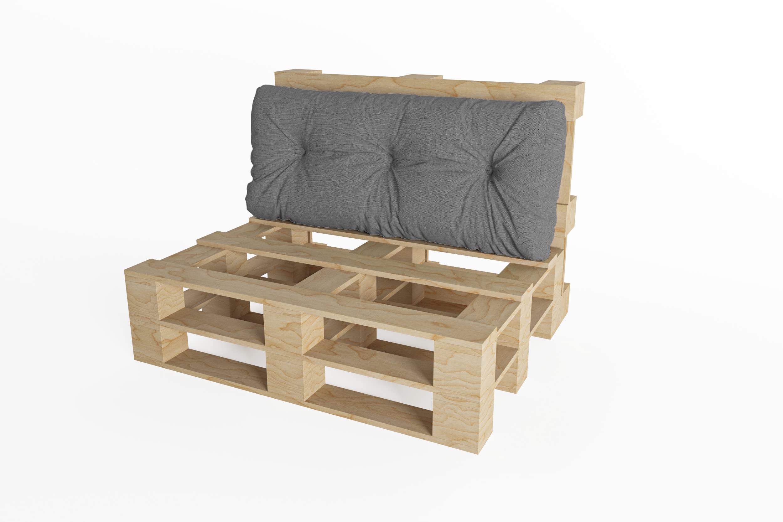 Chilly Pilley Cuscino Trapuntato Per Mobili In Pallet 120x50x15 Grigio