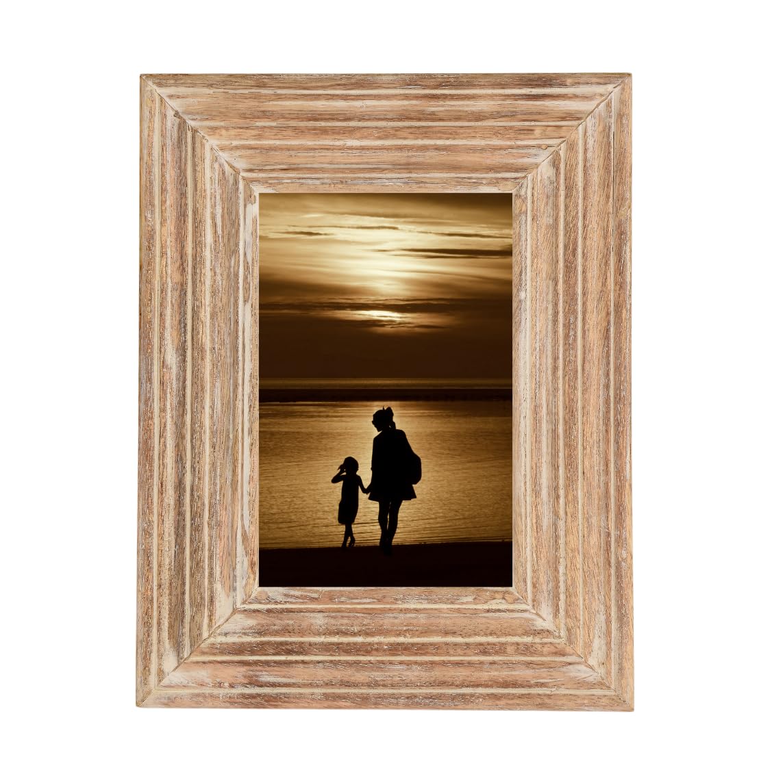 Cadre photo en bois épais vintage marron retro rectangulaire 12.7x17.8 cm