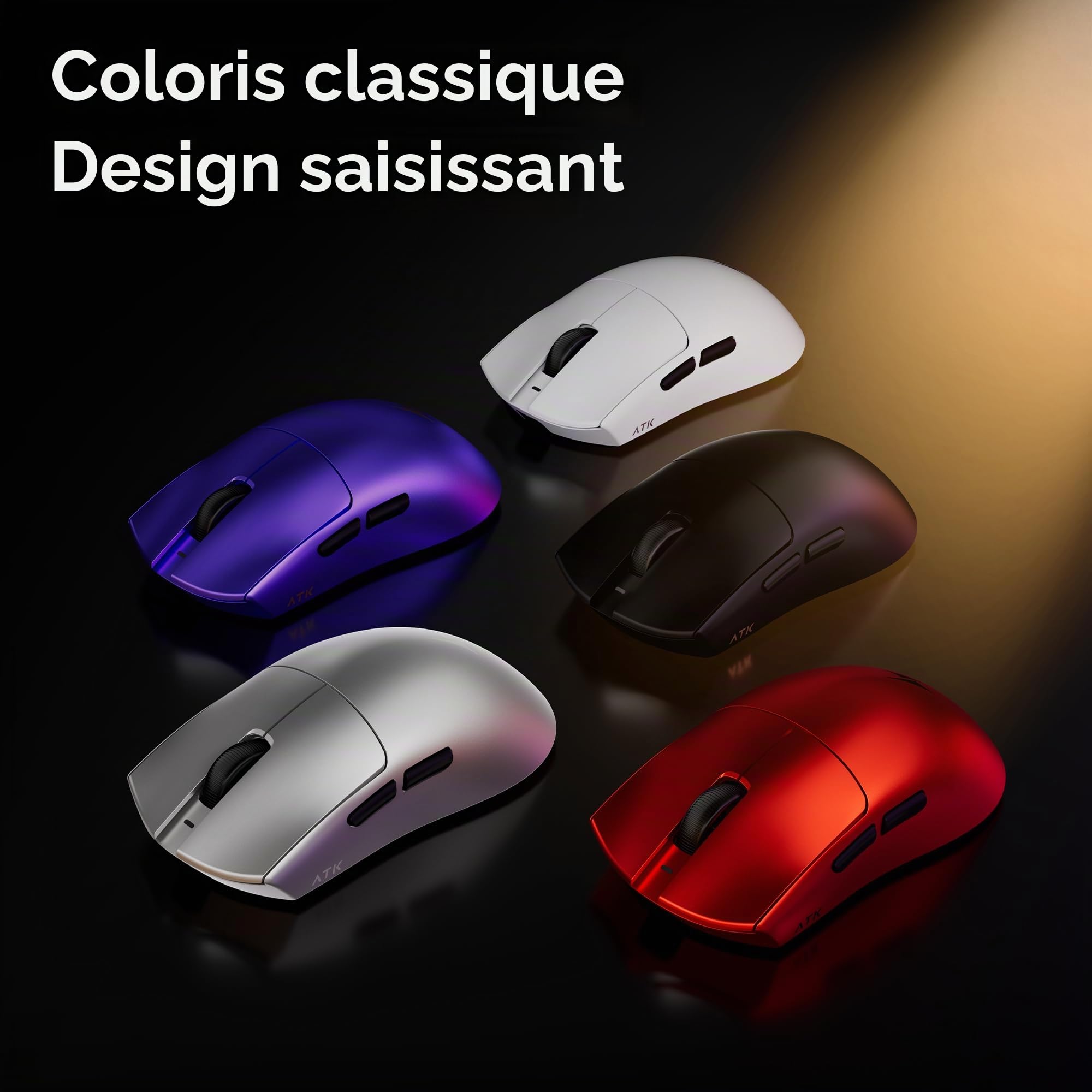 ATK Blazing Sky X1 V2 Extreme Souris de jeu sans fil, capteur ultra PAW3950, DPI jusqu'à 42 000, 54 g, poids léger, 8 K, autonomie de la batterie 265 heures, revêtement nano, double mode 2,4 G/filaire