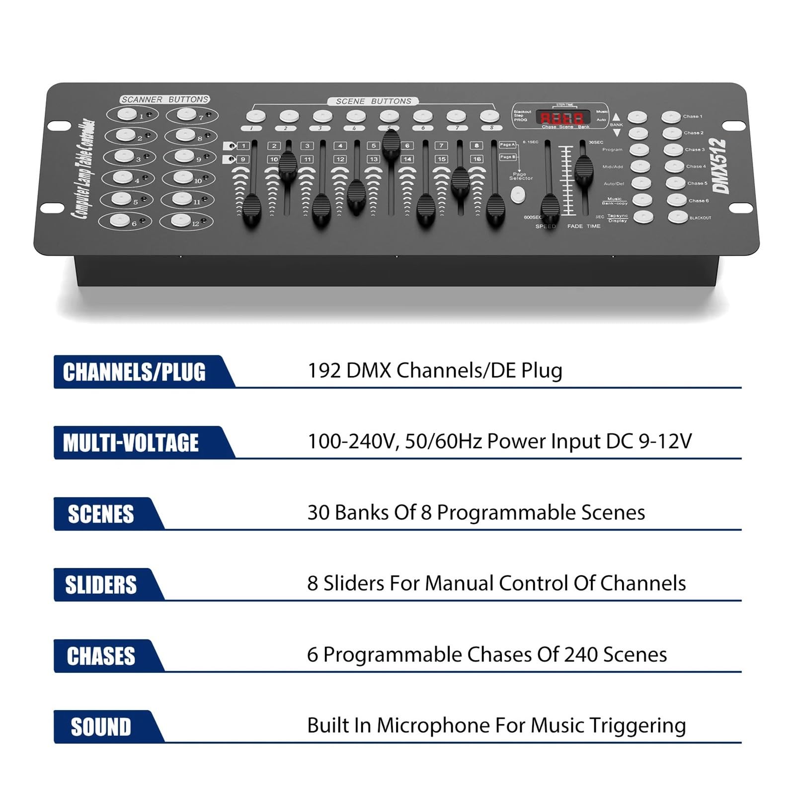 Amazon | 照明ミキサーボード 192 DMXコントローラー DJ機器 DMX 512