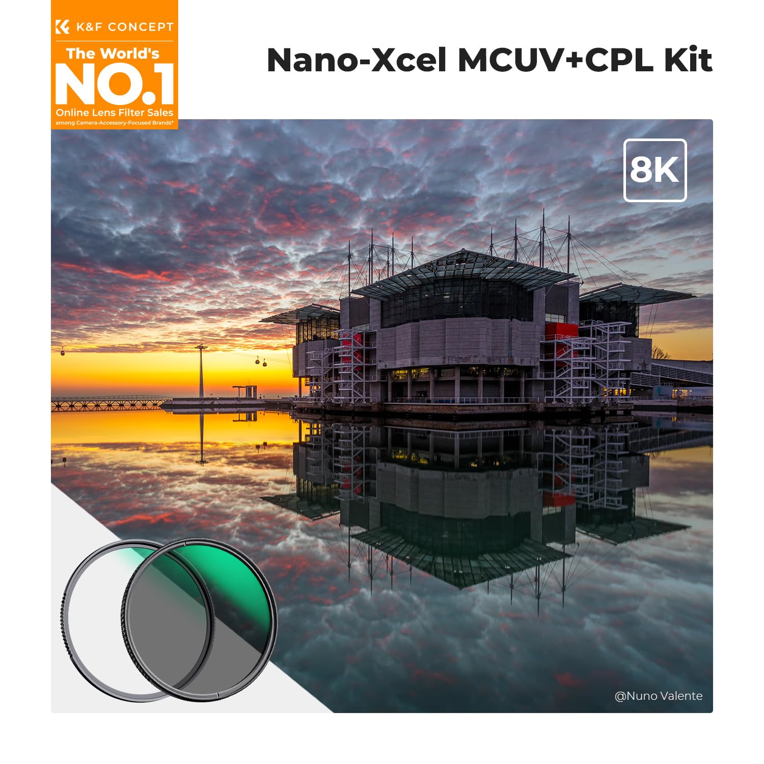 K&F Concept Zestaw filtrów UV 77 mm i filtra polaryzacyjnego CPL, MRC HD, antyrefleksyjna, odporna na zarysowania, wielowarstwowa, z osłoną obiektywu (seria Nano-X)