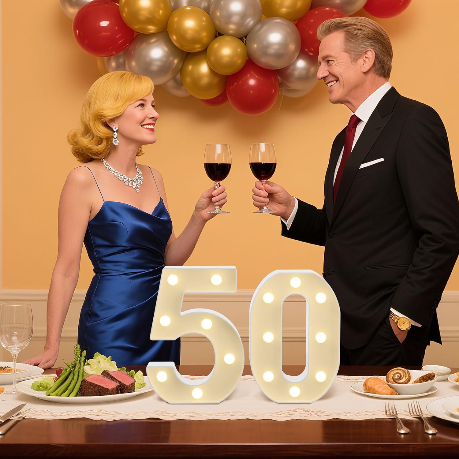 LED Marquee Light Up Numbers Sign - Lighted Birthday Numbers Sign for 50th Birthday Party Decoration, Bar Wall, Home, Table Room, Wedding and Christmas Decorations, Number 50 - Image 5