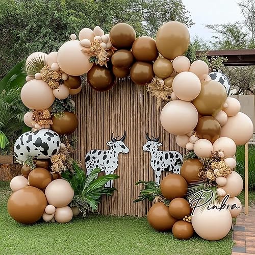 Miniatura 5 de Kit de arco de globos color marrón crema con doble relleno, globos de látex marfil para baby shower, revelación de género, cumpleaños, decoraciones