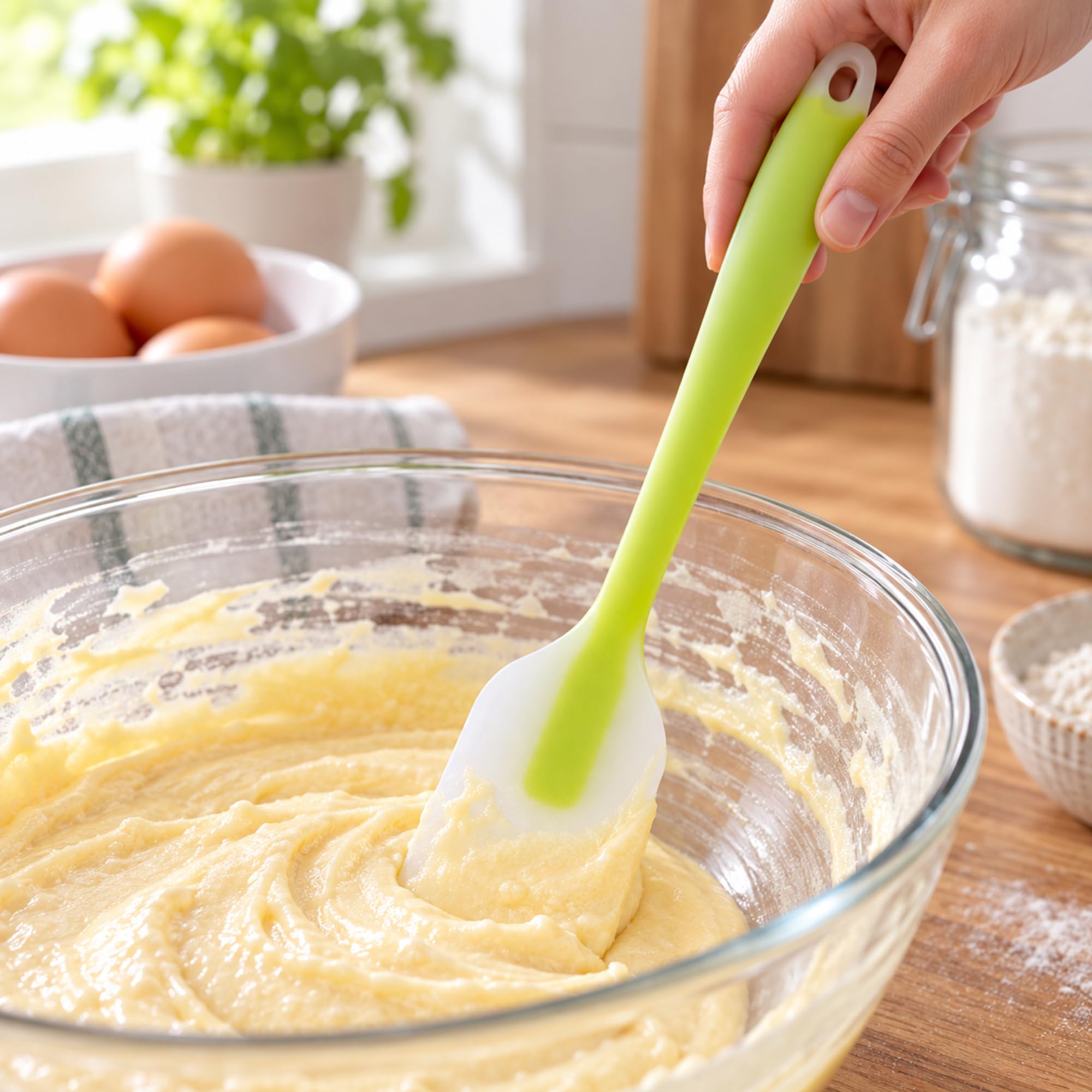 Silicone Spatula, Kitchen Mixing and Scraping Utensil for Baking Batter and Preparing Homemade Cakes and Desserts